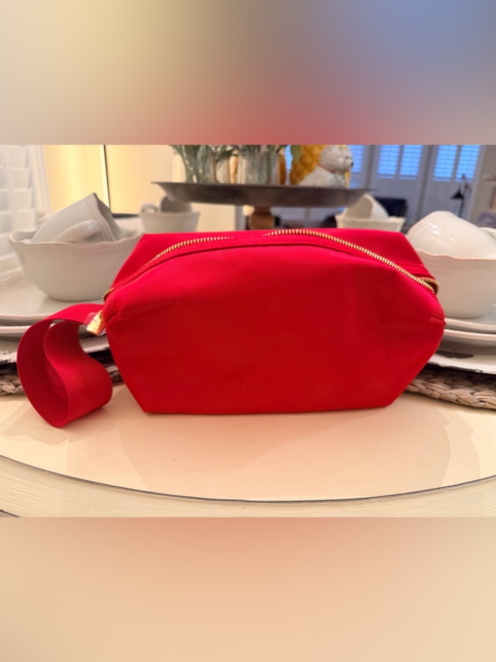 Burberry Red Nylon Travel Cosmetic Pouch with Wrist Strap - Picture 5 of 7